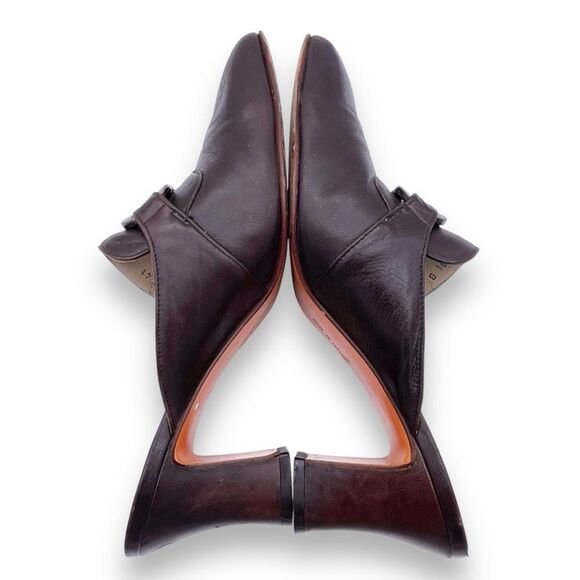 Vintage Salvatore Ferragamo Chocolate Brown Leather Square Toe Mules Size 8.5 - Picture 12 of 16